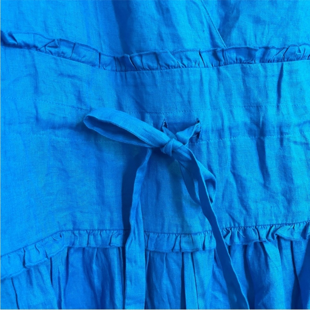 NEW! Banana Republic Blue Cabana Linen Cinch-Waist Maxi Dress - Medium 🍉 - Picture 6 of 9